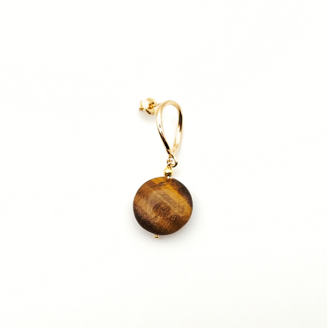 ROSAIS TIGER'S EYE DISCS POST EARRINGS