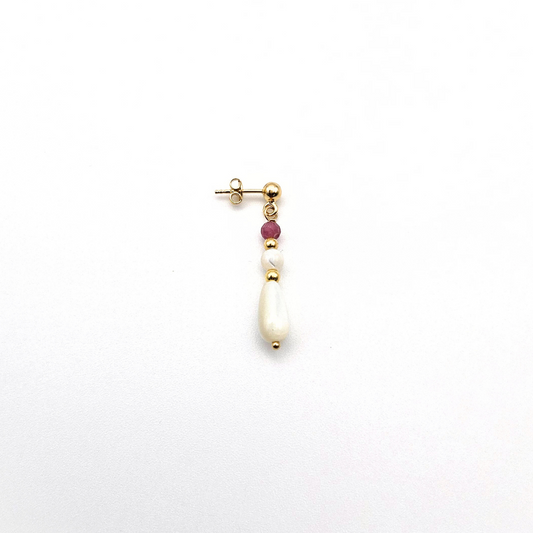 POST EARRINGS WITH RUBY & MOTHER OF PEARL
