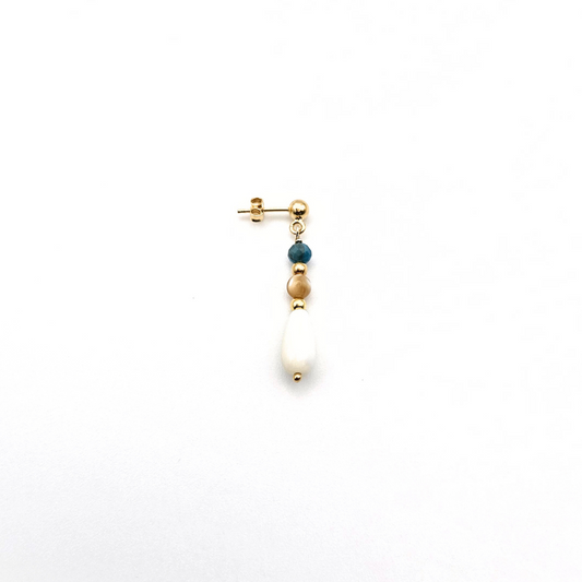 POST EARRINGS WITH APATITE & MOTHER OF PEARL