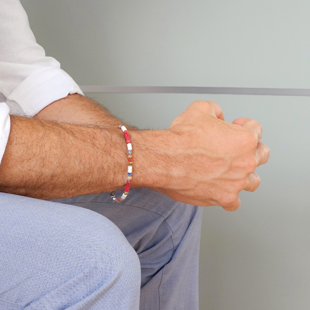 MEN BRACELET JASPER RED & BLUE MIX