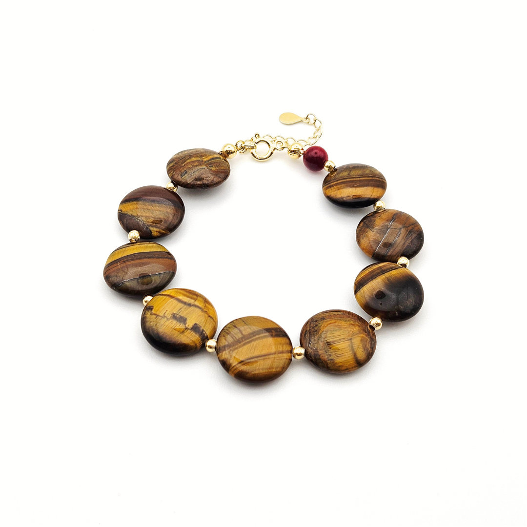 ROSAIS TIGER'S EYE DISCS LOCK BRACELET