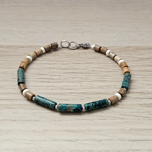 MEN BRACELET JASPER DEEP SEA & BROWN MIX