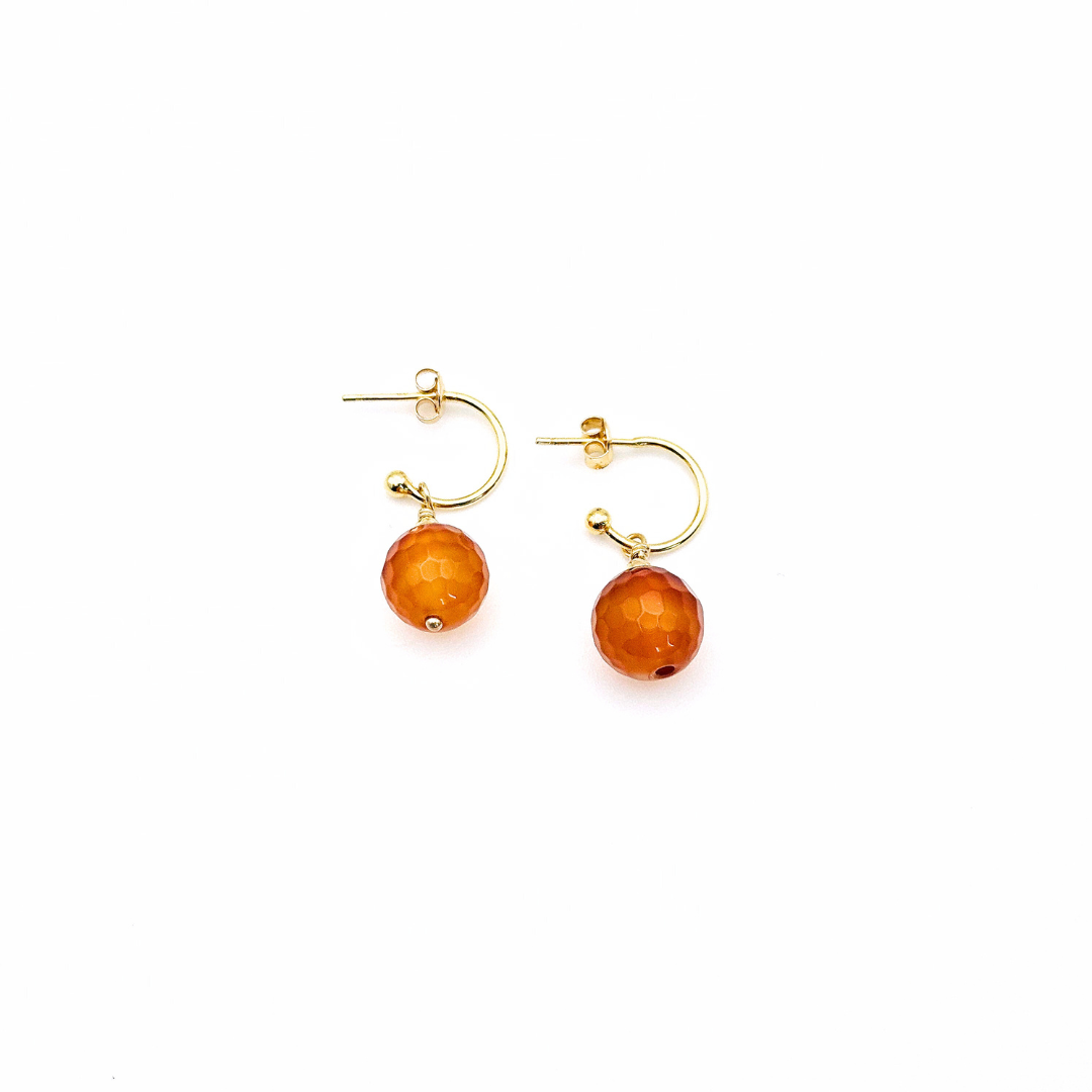 PENDIENTES DE BOLA DESERTO VERMELHO CORNALINA
