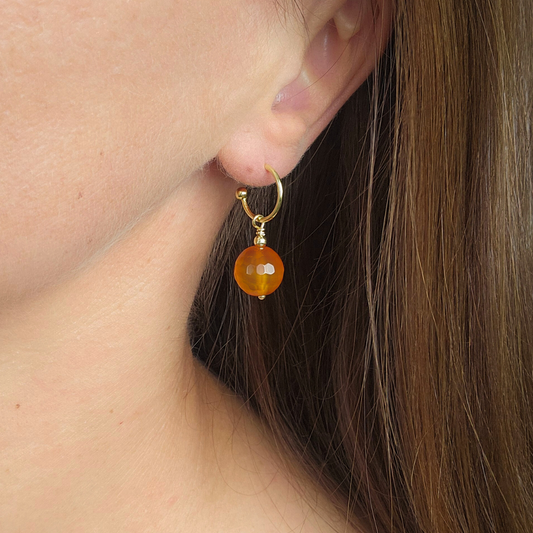 OHRRINGE DESERTO VERMELHO EINZELPERLEN AUS KARNEOL