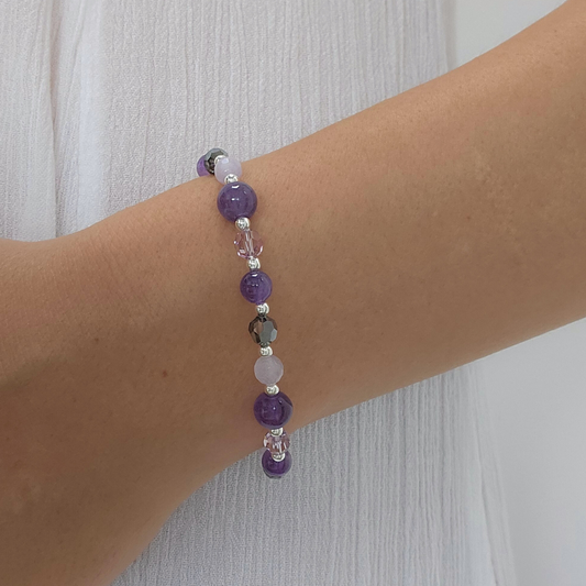 AMETHYST CRYSTALS LOCK BRACELET
