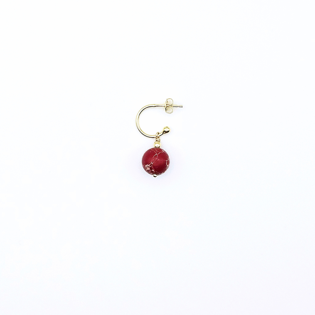 SINGLE BALL POST EARRINGS RED
