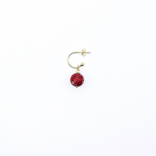 SINGLE BALL POST EARRINGS RED