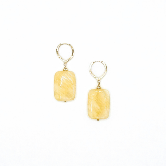 Brincos Pelmo – Prata Banhada a Ouro e Calcite Rectangular
