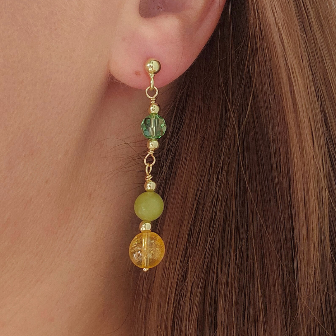 PERIDOT CRYSTALS DANGLE EARRINGS