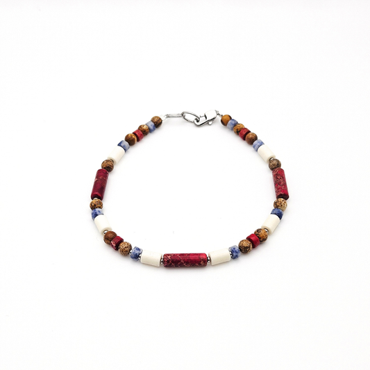 MEN BRACELET JASPER RED & BLUE MIX