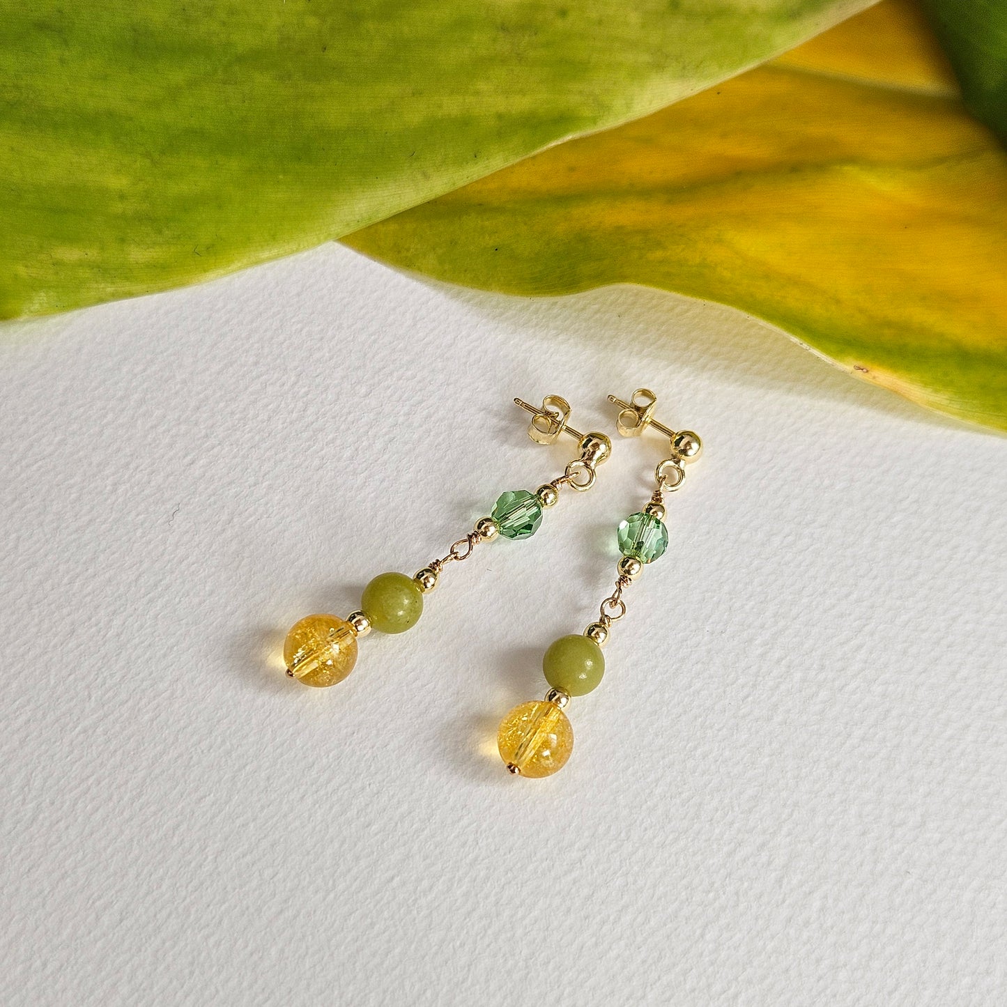 PERIDOT CRYSTALS DANGLE EARRINGS