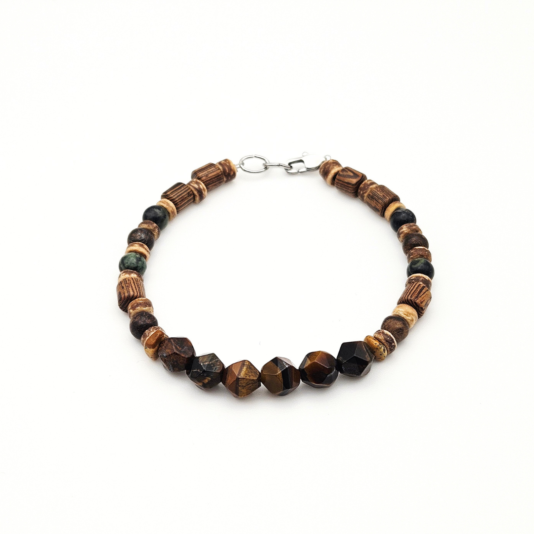 MEN BRACELET TIGER'S EYE WITH BRONZITE & JASPER