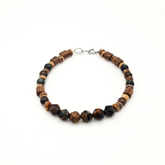 MEN BRACELET TIGER'S EYE WITH BRONZITE & JASPER