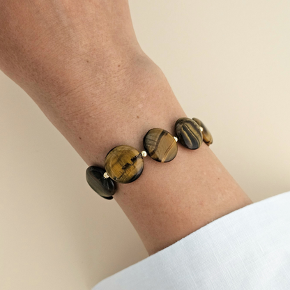 ROSAIS TIGER'S EYE DISCS LOCK BRACELET