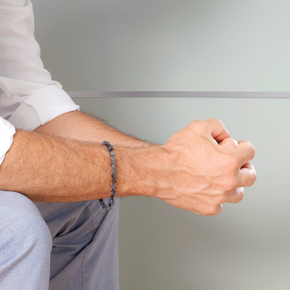 MEN BRACELET JASPER & HEMATITE CUBE BLACK