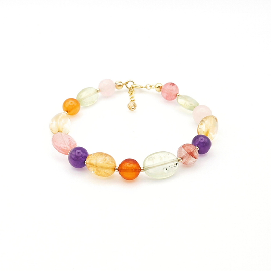 Delicate Flores Armband – Vergoldetes Silber & Edelstein-Mix