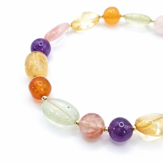 Delicate Flores Armband – Vergoldetes Silber & Edelstein-Mix