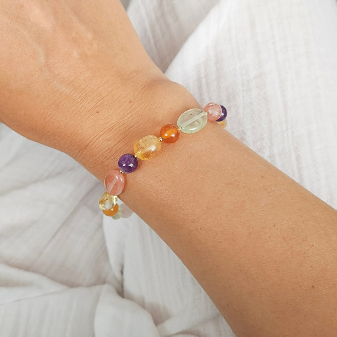Delicate Flores Bracelet – Gold-plated Silver & Mixed Gemstones