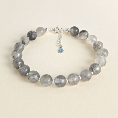 Delicate Konkordia Bracelet - 925 Sterling Silver & Grey Quartz