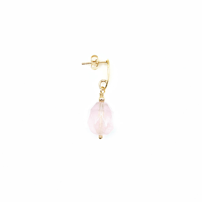 Flores Rose Quartz Earrings – Gold-Plated Silver & Faceted Gemstone Drops