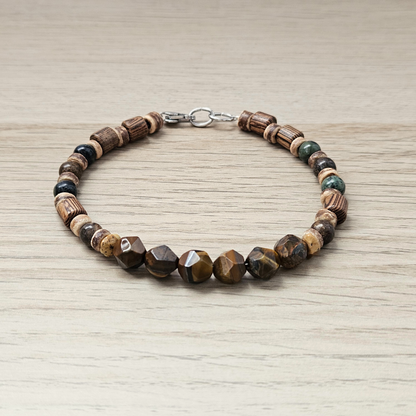 MEN BRACELET TIGER'S EYE WITH BRONZITE & JASPER
