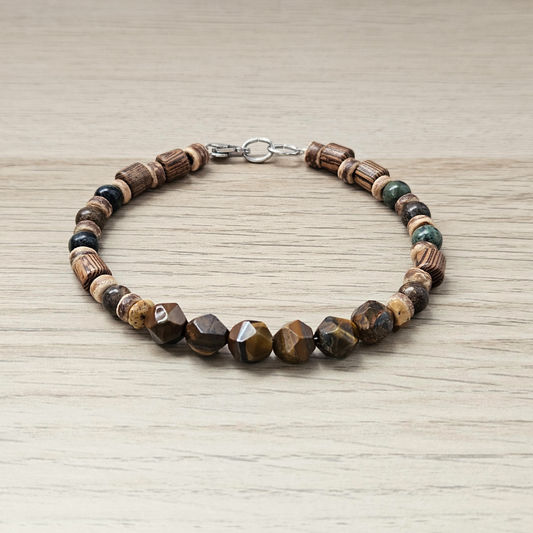 MEN BRACELET TIGER'S EYE WITH BRONZITE & JASPER