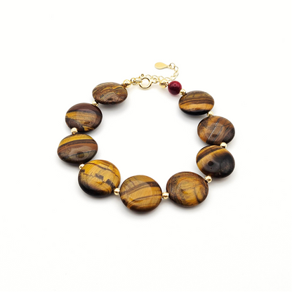 ROSAIS TIGER'S EYE DISCS LOCK BRACELET