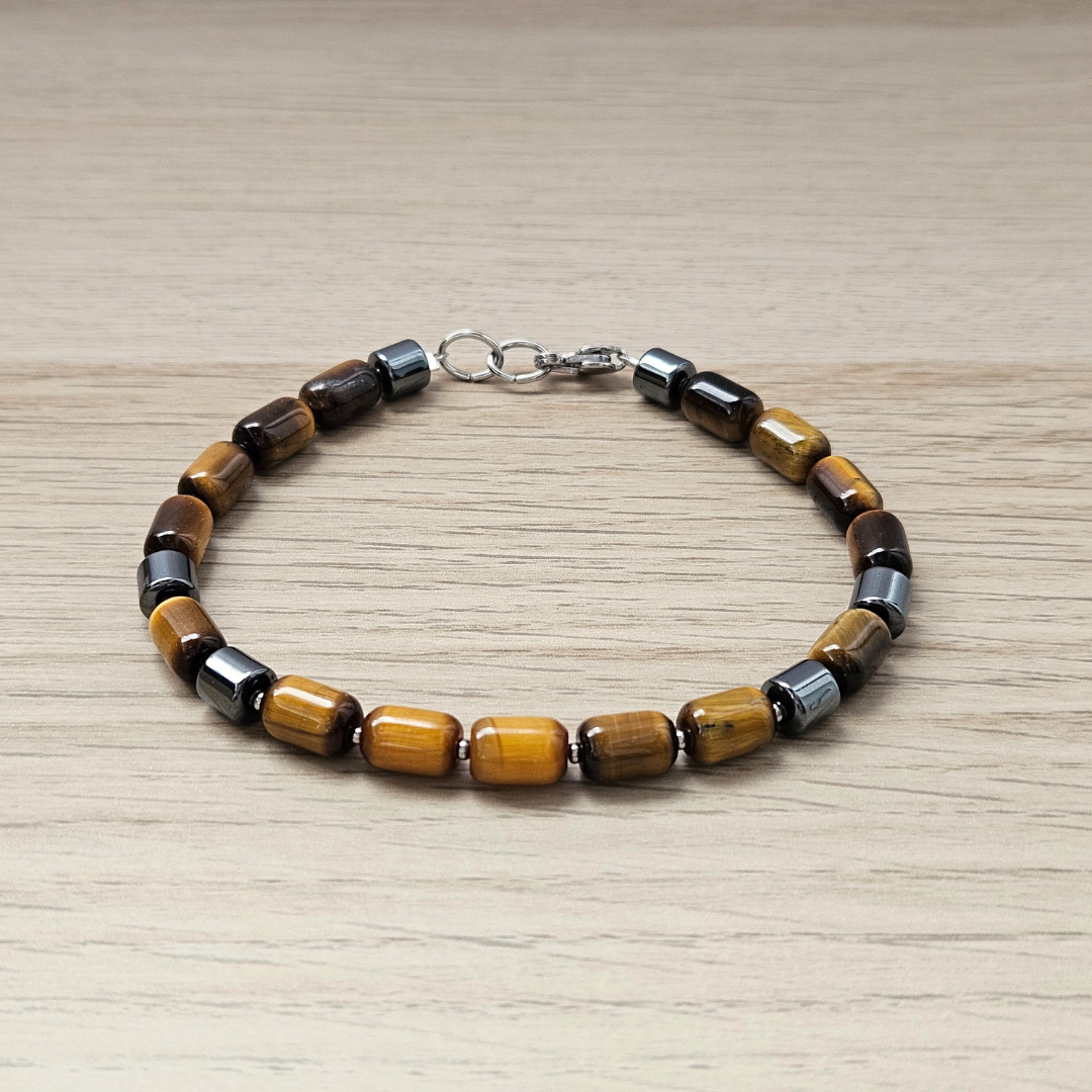 MEN BRACELET TIGER'S EYE & HEMATITE