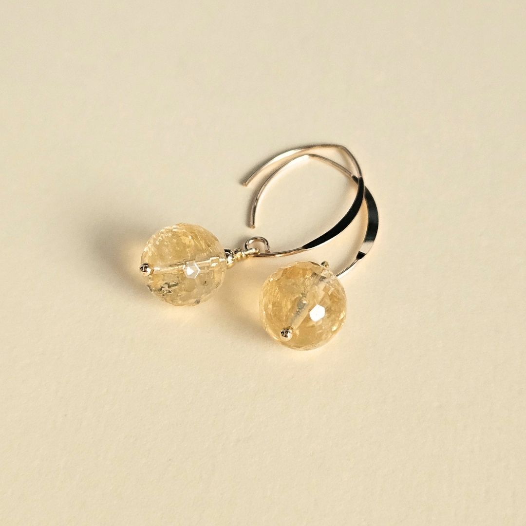 Flores Citrine Earrings – Gold-Plated Silver & Faceted Gemstone Hooks