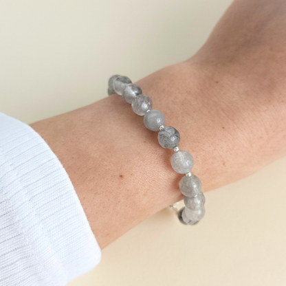 Delicate Konkordia Bracelet - 925 Sterling Silver & Grey Quartz