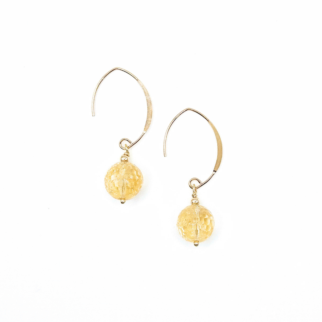 Flores Citrine Earrings – Gold-Plated Silver & Faceted Gemstone Hooks