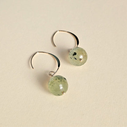 Flores Prehnite Earrings – Gold-Plated Silver & Faceted Gemstone Hooks
