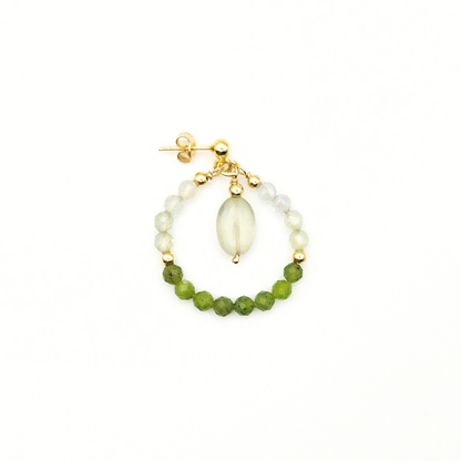 BRINCOS DE ARGOLA CALDEIRA COM PREHNITA