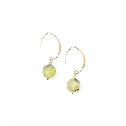 Flores Prehnite Earrings – Gold-Plated Silver & Faceted Gemstone Hooks