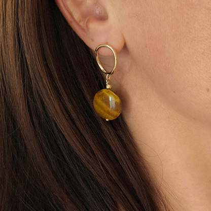 ROSAIS TIGER'S EYE DISCS POST EARRINGS