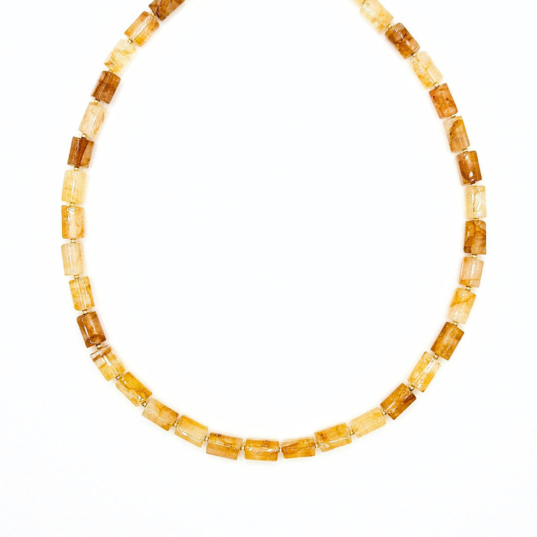 Ilha do Sol Baroque Necklace - Hematoid Quartz & Gold-plated Silver