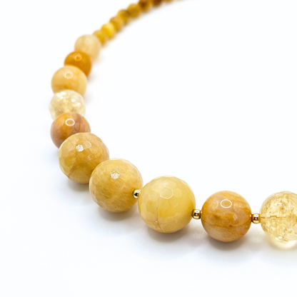 Ilha do Sol Necklace - Sunstone, Citrine, Tiger's Eye & Gold-plated Silver