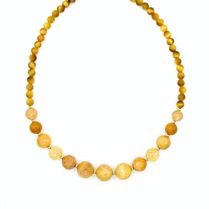 Ilha do Sol Necklace - Sunstone, Citrine, Tiger's Eye & Gold-plated Silver
