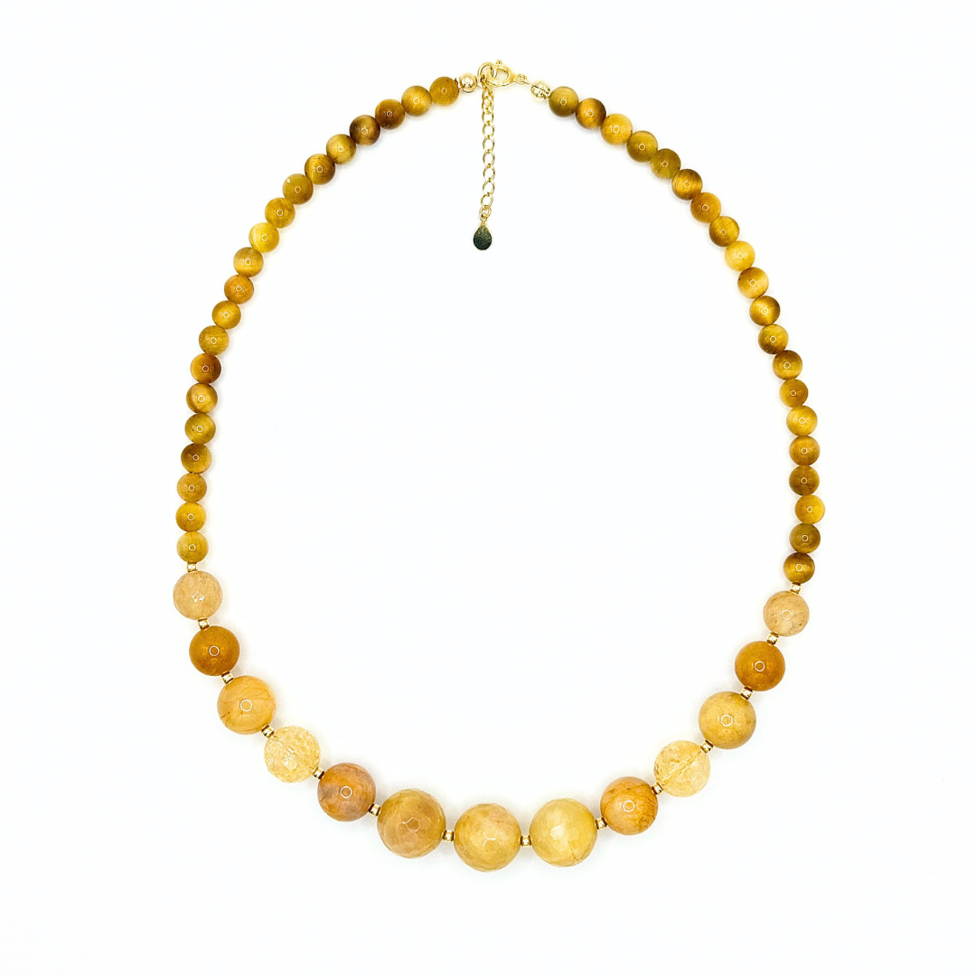 Ilha do Sol Necklace - Sunstone, Citrine, Tiger's Eye & Gold-plated Silver