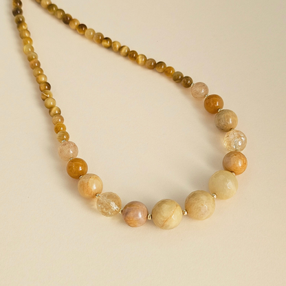 Ilha do Sol Necklace - Sunstone, Citrine, Tiger's Eye & Gold-plated Silver