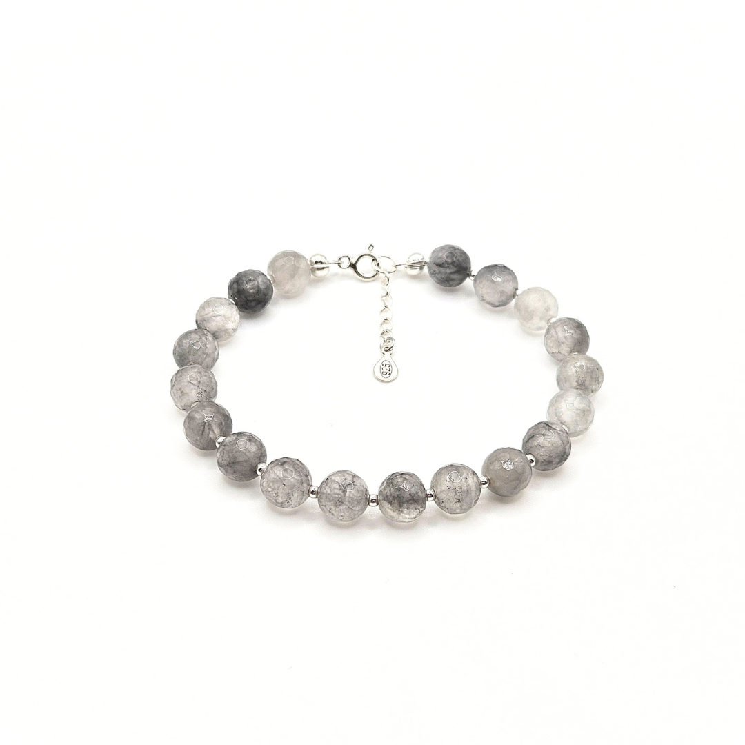 Delicate Konkordia Bracelet - 925 Sterling Silver & Grey Quartz