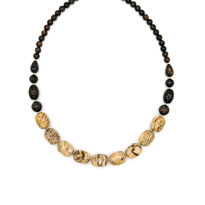 Colar de Prata banhada a ouro 18k com Bronzite e Jaspe