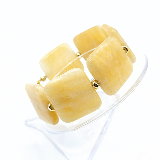Pulseira Pelmo – Prata Banhada a Ouro e Calcite Quadrada
