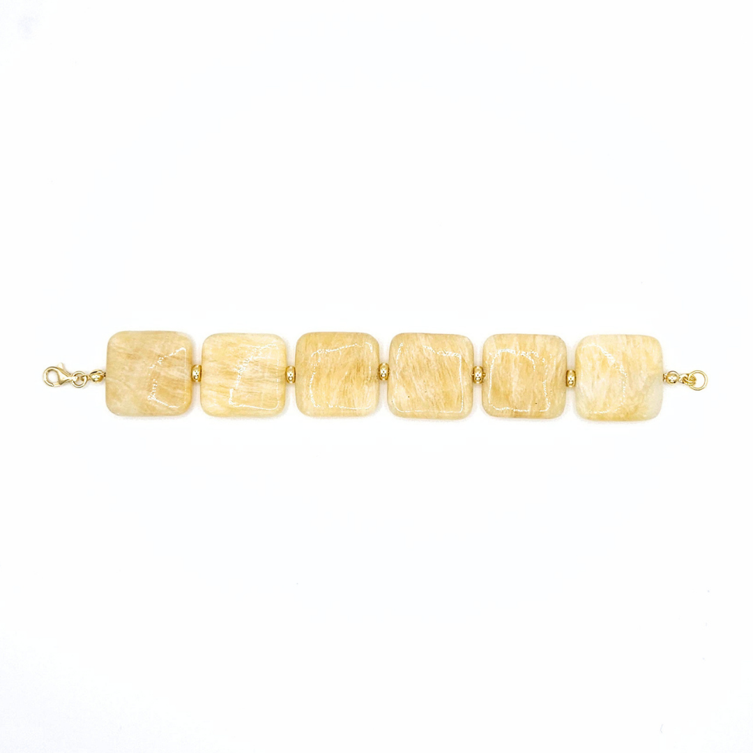Pulseira Pelmo – Prata Banhada a Ouro e Calcite Quadrada