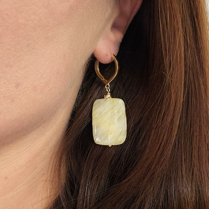 Brincos Pelmo – Prata Banhada a Ouro e Calcite Rectangular