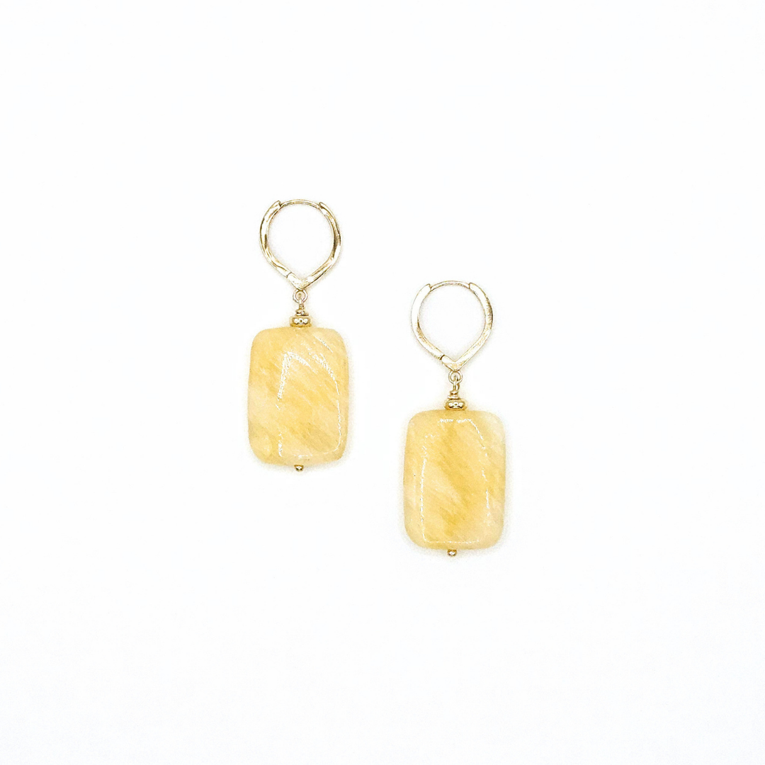 Brincos Pelmo – Prata Banhada a Ouro e Calcite Rectangular