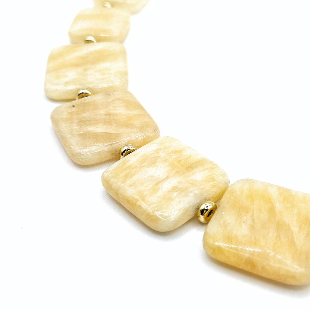 Pelmo Plastron Necklace - Gold-plated Silver & Square-shaped Calcite