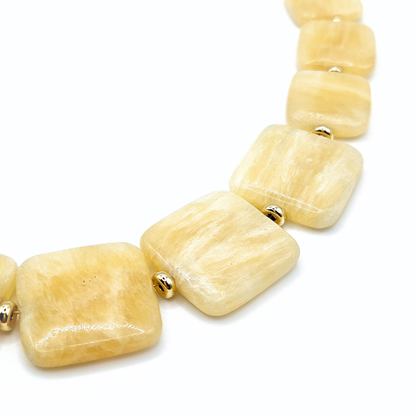 Pelmo Plastron Necklace - Gold-plated Silver & Square-shaped Calcite