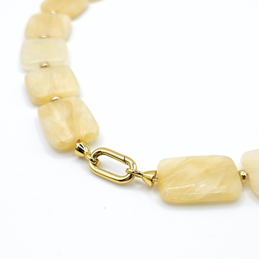 Pelmo Plastron Necklace - Gold-plated Silver & Square-shaped Calcite