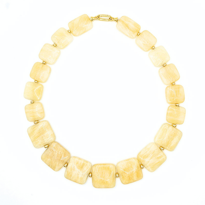 Pelmo Plastron Necklace - Gold-plated Silver & Square-shaped Calcite